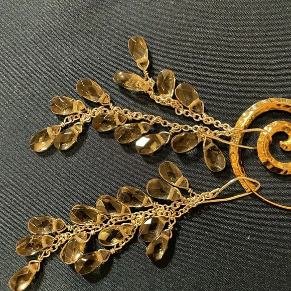 Swarovski Gold Chandelier Earrings with Crystal Drops - Picture 2 of 4